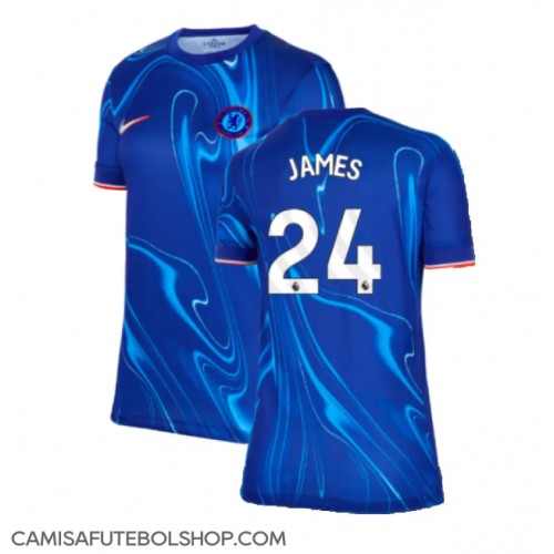 Camisa de time de futebol Chelsea Reece James #24 Replicas 1º Equipamento Feminina 2024-25 Manga Curta